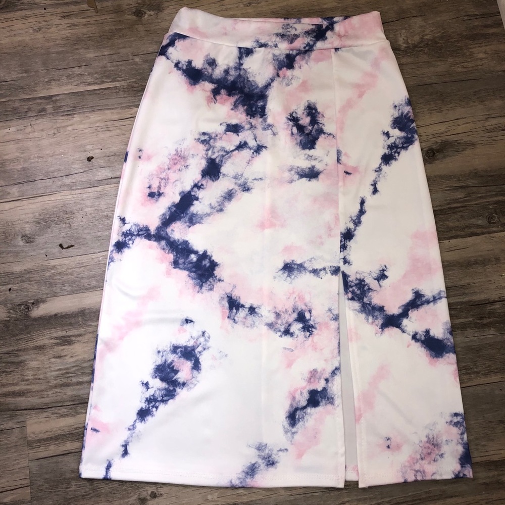 Pink blue tie skirt